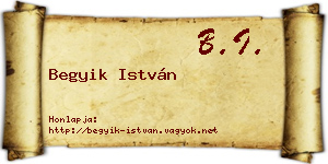 Begyik István névjegykártya